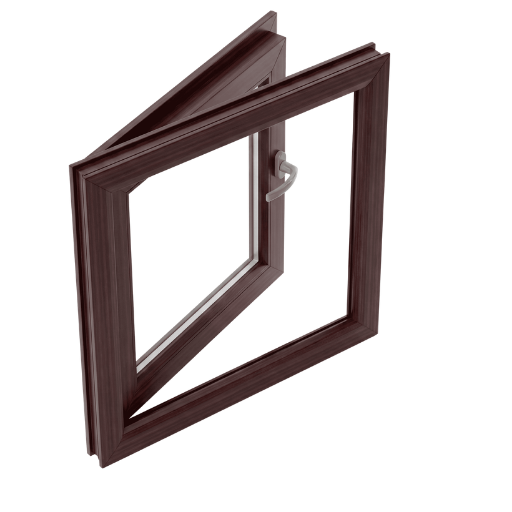 Apertura exterior PVC acabado Mahagoni · Caoba